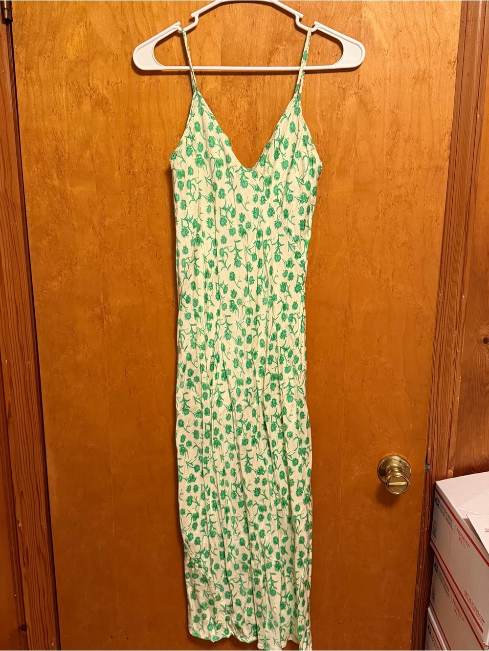 Green Floral Slip Maxi Dress - Women small